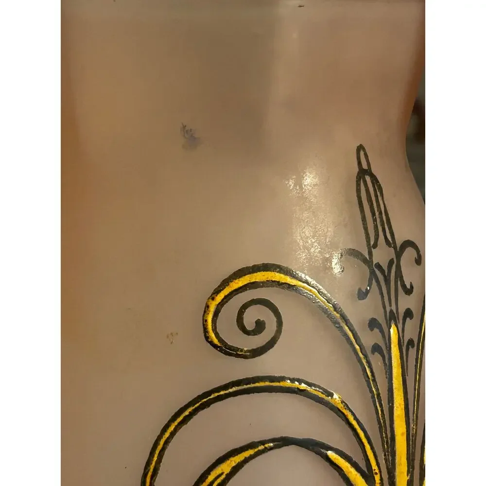 Vintage Pink Tall Art Nouveau Deco Enameled Glass Legras Vase Fleur de Marie